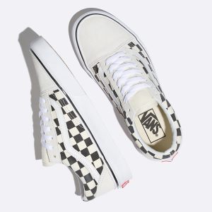 Vans Bayan Spor Ayakkabı Checkerboard Old Skool Beyaz/Siyah | 77786-782